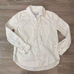 Anthropologie Lola River Women's Button Up Twill Cotton White  Shirt Size XS